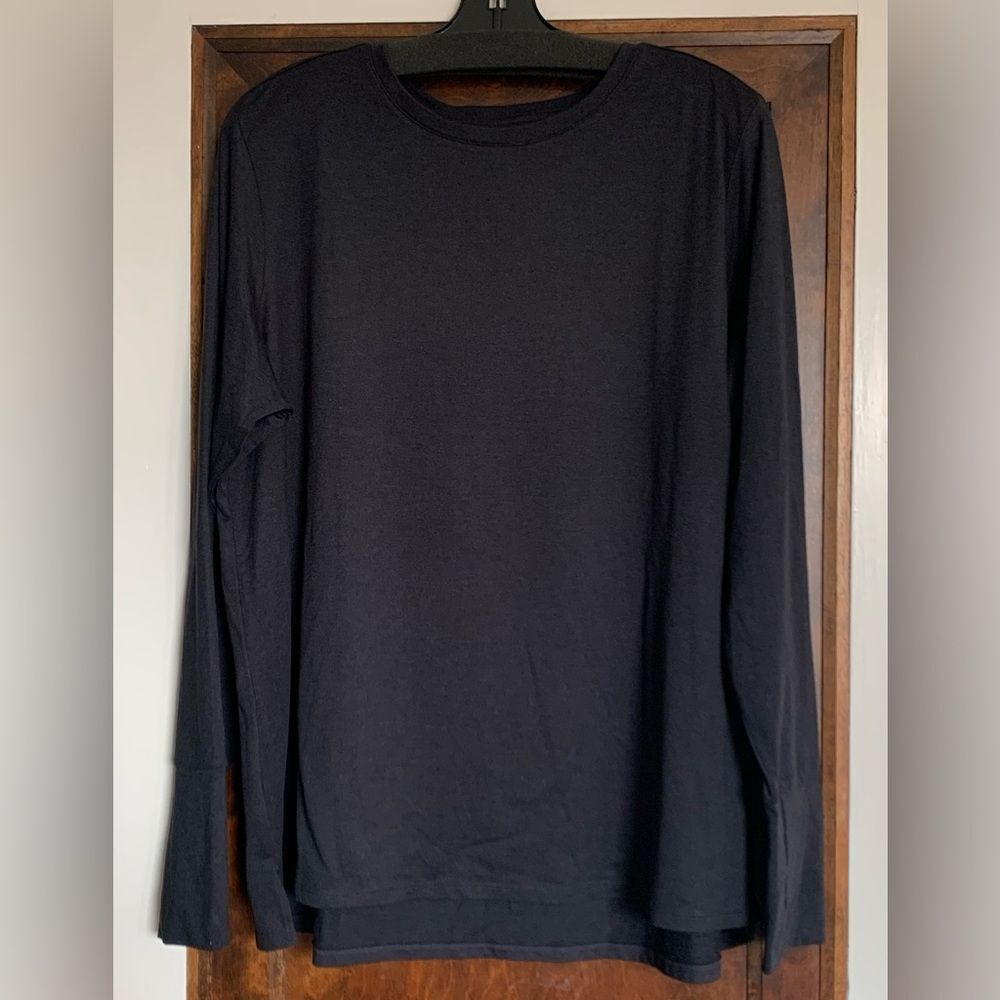 Zella Relaxed Long Sleeve Slub Jersey T-Shirt 2X Dark Gray Excellent